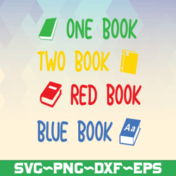 One book Two book Red book svg png jpg eps, Dr Seuss svg, Dr Seuss quote