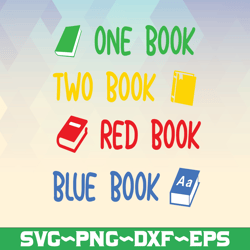one book two book red book svg png jpg eps, dr seuss svg, dr seuss quote