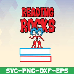 Reading Rocks svg, reading svg book thing one thing two Dr Seuss svg Read across America svg, dxf, png, clipart, sublima