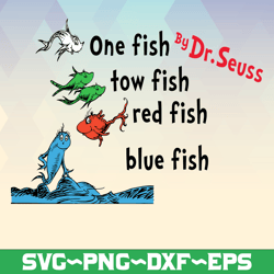 One fish two fish red fish blue fish Svg Files for Cricut / Silhouette Files