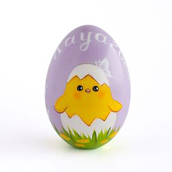Personalized First Easter egg Handpainted eggs Cute hatched chick in shell Keepsake Easter basket filler 1st Easter gift