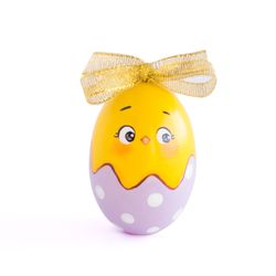 Cute Easter egg Handpainted eggs hatched chick in shell Keepsake Easter basket filler 1st Easter decor Egg hunt gift