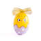 wooden egg hatched chick with a bow in a purple shell