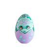 collectible wooden painted egg  with a hatched turquoise dragon in a purple shell