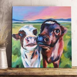 Cow Painting On Canvas Cow Art Canvas Animal Farm Animal Painting Cow Original Art Farmhouse Artwork Animal Wall Art
