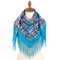 blue women pavlovo posad merino wool shawl scarf size 89x89 cm 1994-11