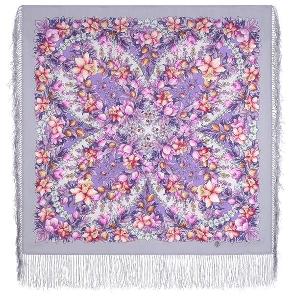 original purple merino wool shawl pavlovo posad scarf  1994-1