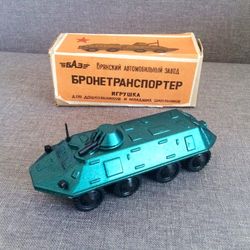 Armored troop carrier Soviet vintage toy, Russian army armored car, APC military toy USSR