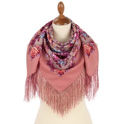 Pink Original PAVLOVO POSAD SHAWL , Merino Wool Italian Soft Yarn, Size 89x89 cm 1927-3