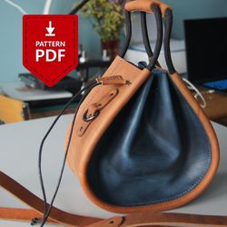Leather drawstring bucket bag pattern PDF