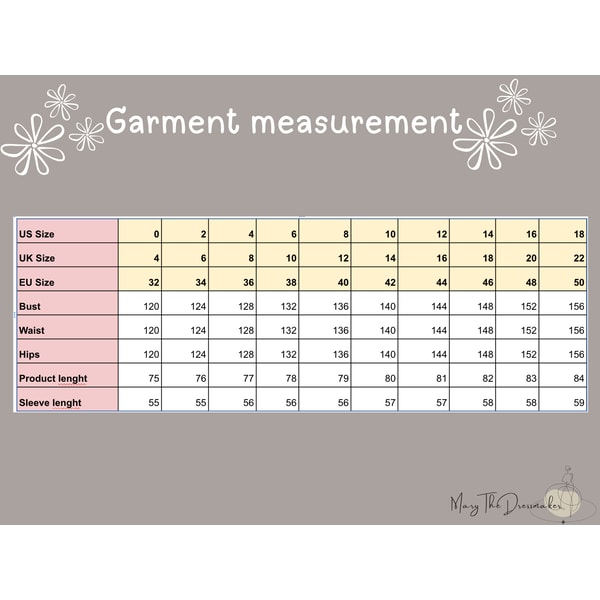 Deane Sizing Chart Daene - The Wrap Dress | Instant download A4 PDF sewing patt | Inspire ...