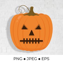 creepy halloween pumpkin face. cartoon jack o lantern