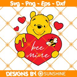 Winnie Pooh Valentine SVG, Winnie Pooh Bee Mine SVG, Winnie Heart SVG, Valentine Day Svg, File For Cricut