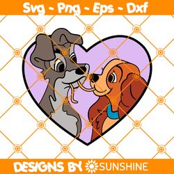 Lady and Tramp Valentine SVG, Lady Tramp Heart SVG, Dog Love SVG, Valentine Day Svg, File For Cricut