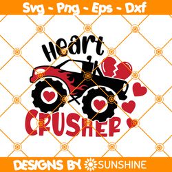 Truck Heart Crusher svg, Valentines Day svg, Valentine Monster Truck svg, Monster Truck Heart Crusher Svg
