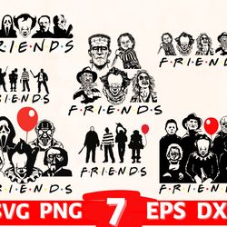 Horror Characters Friends svg, chucky svg, pennywise svg, scary movie svg, michael myers svg, freddy kruegger svg