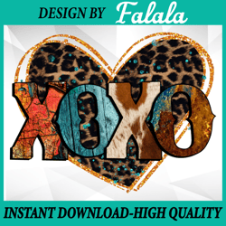 xoxo leopard heart png, cowhide western glitter be my valentine png valentine's day png, digital download