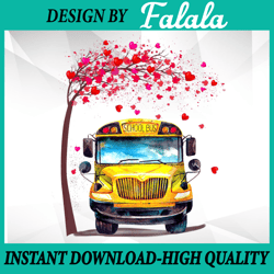 school bus valentine with tree heart png, school bus driver  png valentine's day png, digital download