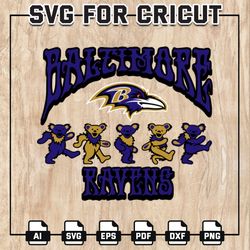 Baltimore Ravens Grateful Dead Svg, Dancing Bears Svg, Ravens NFL SVG, Dancing Bears NFL, NFL Teams,Instant Download