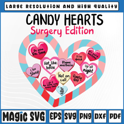candy hearts surgery edition svg, happy valentines day anesthesia  svg valentine's day, digital download
