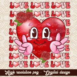 Retro Heart PNG, Digital Download-Happy Valentines Day png,Valentines sublimation,Love png,Vday designs, Retro Love png,