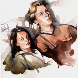 dawson's creek painting original art lovers romantic painting wall art lovers lying on bed painting watercolor painting