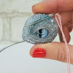 Gray Dragon Eye Needle Minder Magnet for Cross Stitch Gift, Cover Minder Magnetic Sewing Polymer clay by Annealart