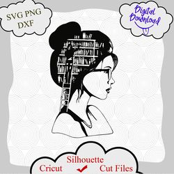 just a girl who loves books svg, girl with glasses svg, png silhouette