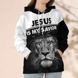 Jesus Is My Savior Lion Christian  3D Hoodies, Christian Gift, Religious Gift, Gift for Jesus Lovers