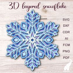 Christmas SVG mandala - layered snowflake paper cut template