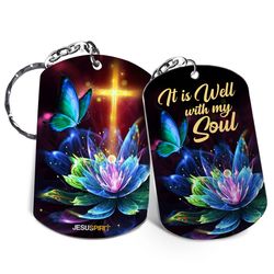 pretty aluminium keychain - it is well with my soul