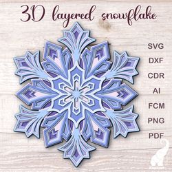 Layered snowflake - Cricut 3D Christmas paper cut svg file