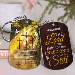 Exodus 14:14 | The Lord Will Fight For Me | Aluminium Keychain | Cross & Pigeon