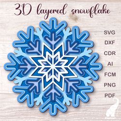 3D Christmas layered paper snowflake ornament SVG cut files