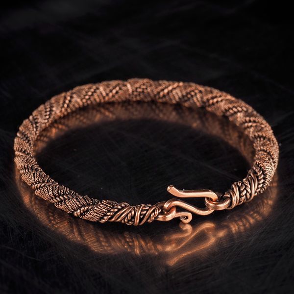 narrow pure copper wire wrapped bracelet bangle handmade jewelry (4).jpeg