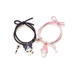 2pcs / Set Magnet Attracts Couple Bracelet Cute Cartoon Charm Jewelry Adjustable Elastic Rope Bracelets Lover Gift