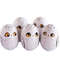 5 wooden painted eggs in the form of snowy owls