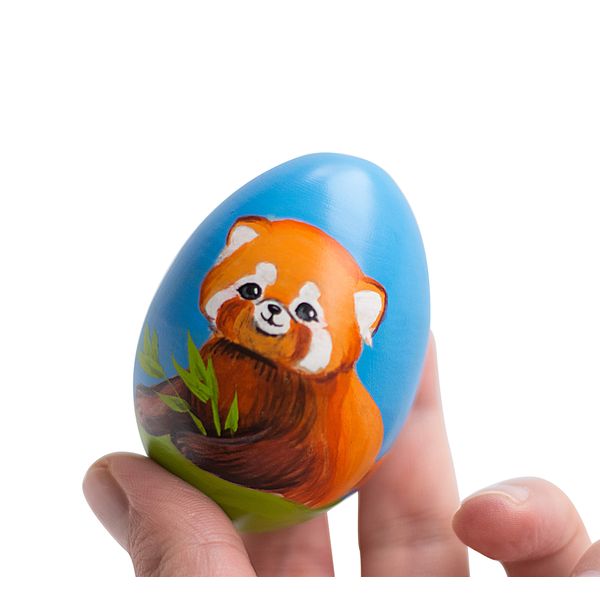 red panda wooden painted egg