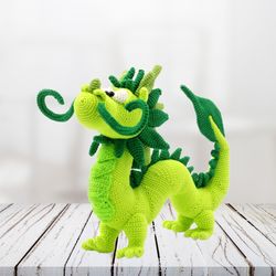 Cute dragon figurine, dragon toy, green dragon plush animal toy, stuffed dragon, mythical creature, kids dragon toy