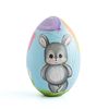 cute little bunny with balloons on painted wooden egg