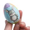 cute bunny with balloons painted on painted wooden egg
