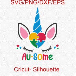 Autism Unicorn SVG, Autism Awareness Svg for Customizing Kids T Shirts, Puzzle Heart Design for Awareness Month, Awarene
