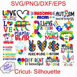 Autism SVG Bundle, Autism Svg, Autism Awareness Svg, Autism Love Svg, Autism Mom Svg, Proud Autism Pack, Cut Files, png