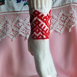 Fair isle sock knitting pattern, Fair isle sock pattern, Colorwork sock pattern, Circular knitting patterns, Red white