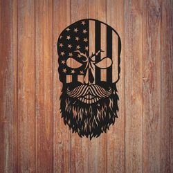 Bearded skull with usa flag DXF file