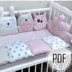 Baby bedding crib sets pattern, 6 in1, Bed for newborn ideas, bed for newborn ideas, baby bed pillow diy, Animal crib bu
