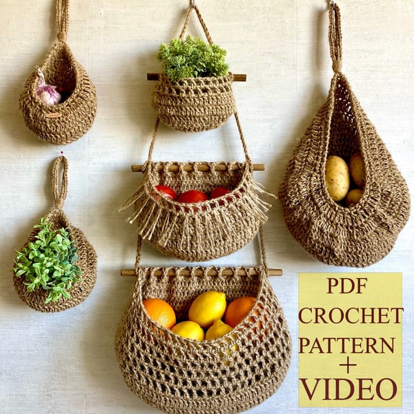 Kitchen Decor PATTERN Crochet Baskets PDF Crocheted Baskets - Inspire ...