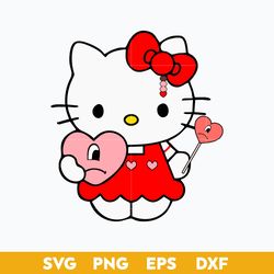 Hello Kitty Bunny Heart Valentine SVG, Kitty Lollipop Heart Valentine SVG PNG DXF EPS File