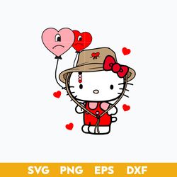 kitty balloon heart sad svg, hello kitty benito is my valentine svg, un san valentin sin ti svg