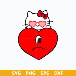 kitty bunny heart sad svg, hello kitty benito valentine svg, un san valentin sin ti svg